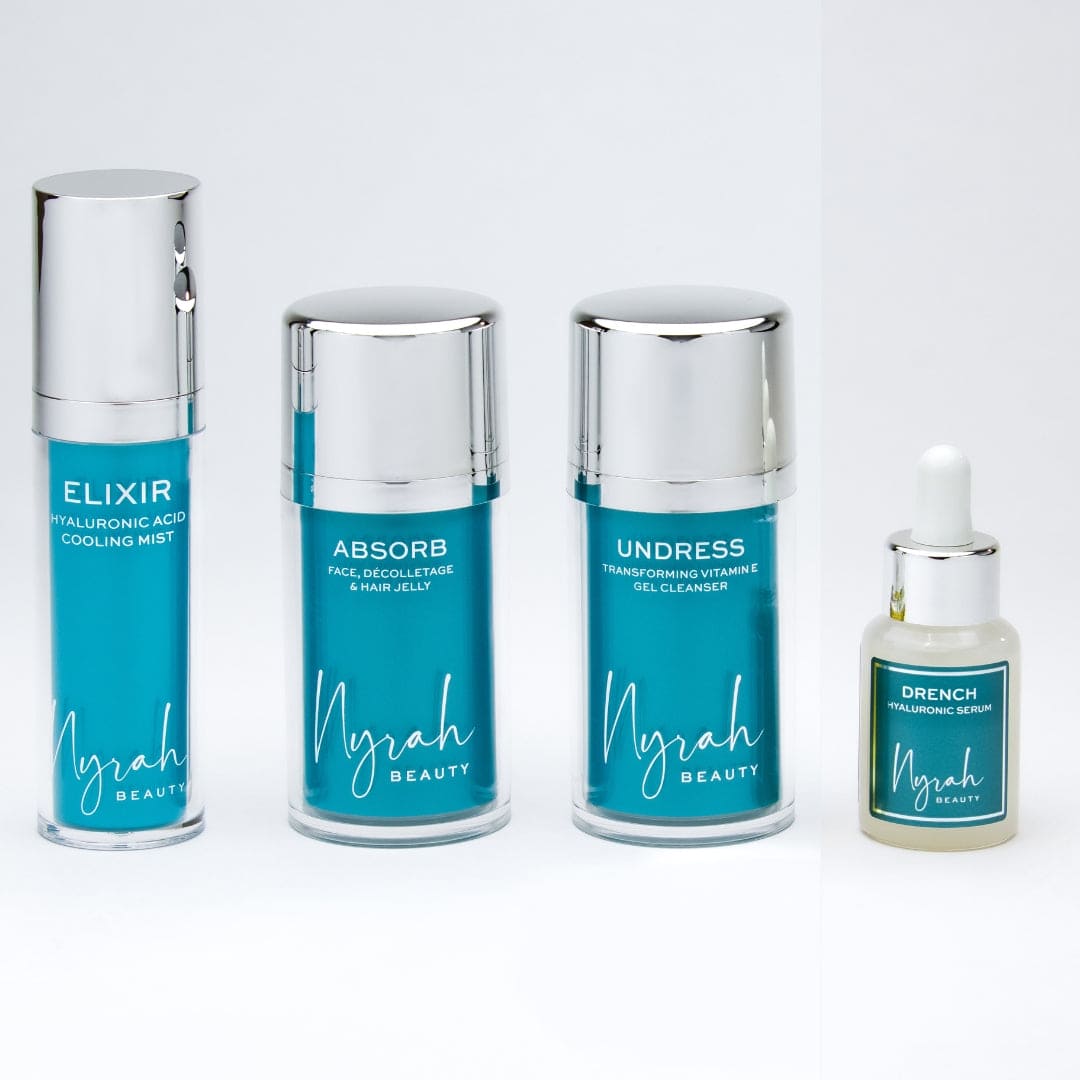 Your Path to Radiant Skin (Undress 50ml + Drench 30ml + Elixir 50ml + Absorb 50ml) white bckgrd