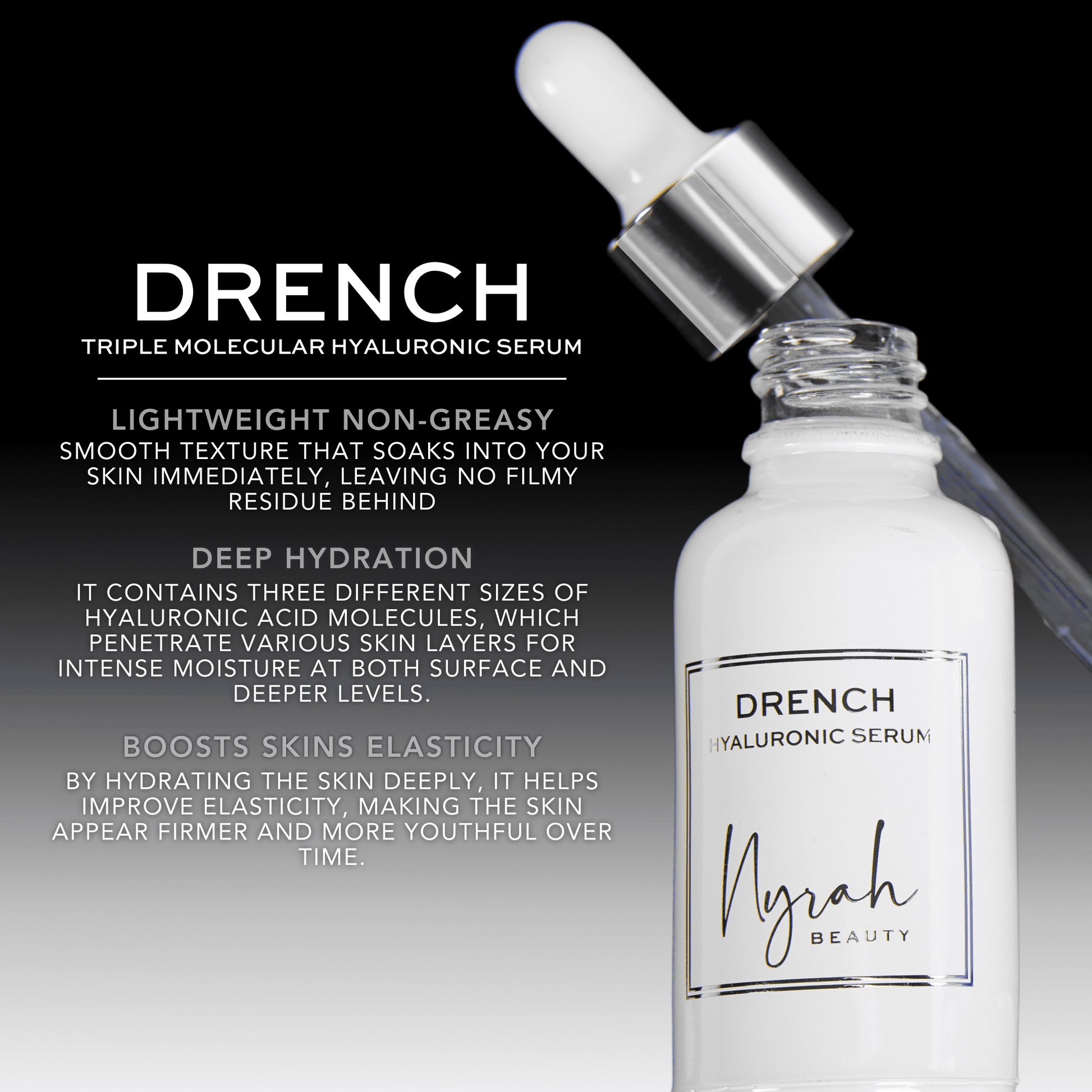 NYRAH BEAUTY  Drench white 30ml info card