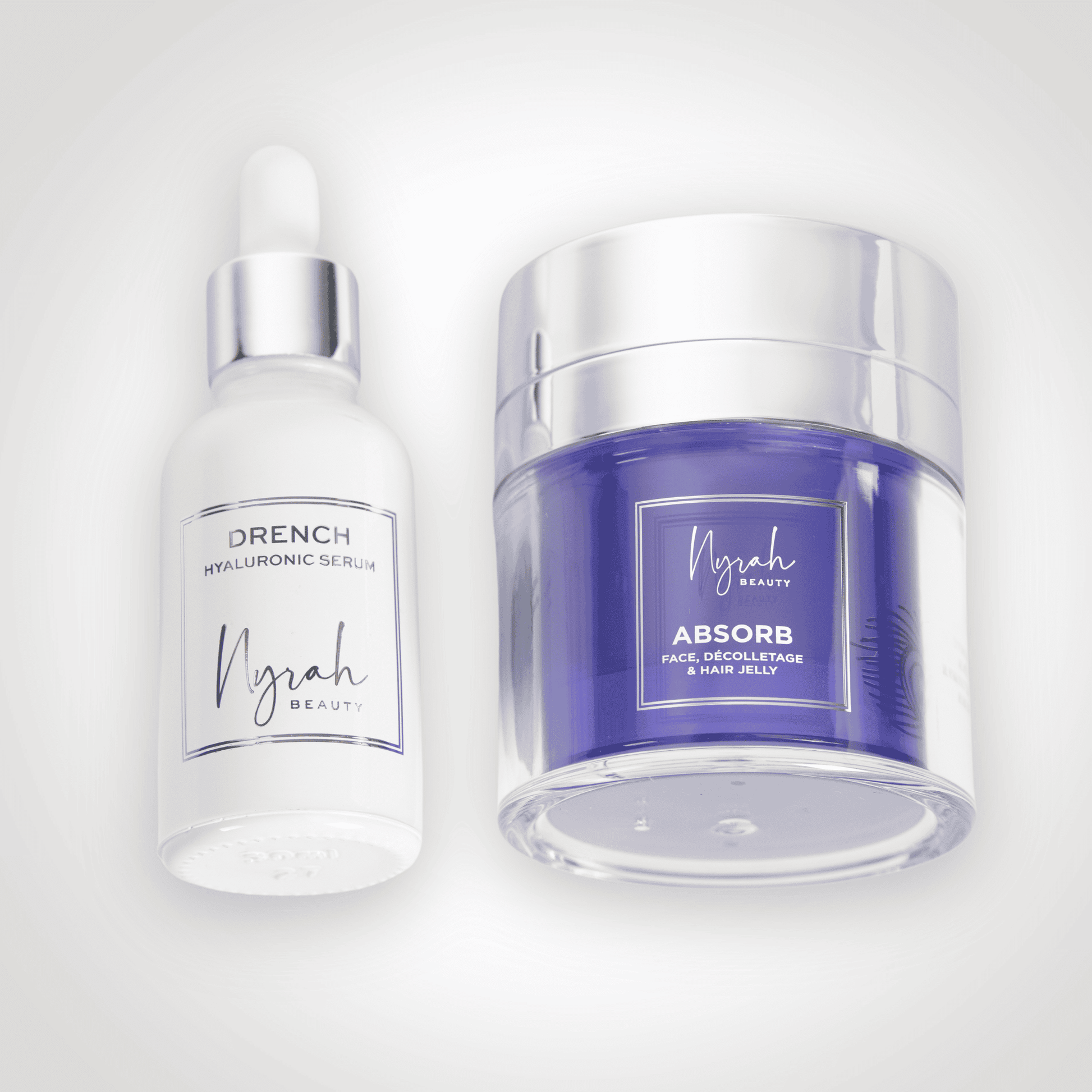 NYRAH BEAUTY DUO Intense Hydration Drench white 30ml and purple absorb 50ml