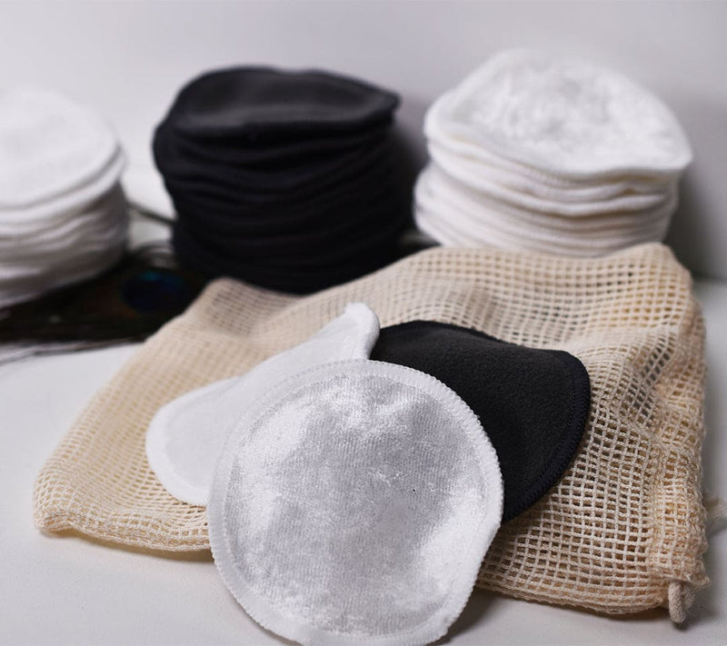 CLEANSE: 100% Bamboo Re-useable Make-up 6 Removal Pads (2 of each of the three types with a cotton mesh bag.)