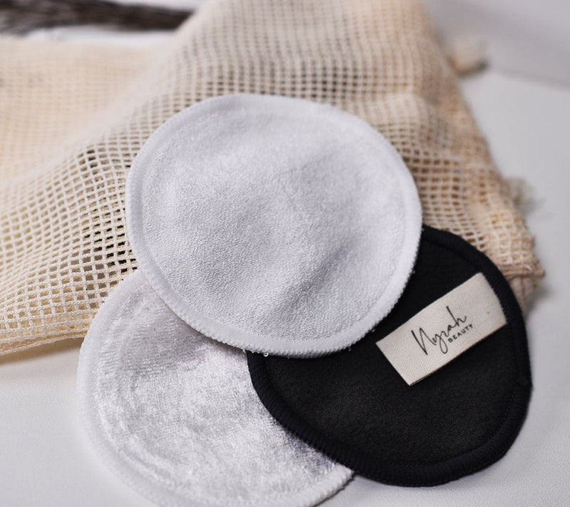 CLEANSE: 100% Bamboo Re-useable Make-up 6 Removal Pads (2 of each of the three types with a cotton mesh bag.)