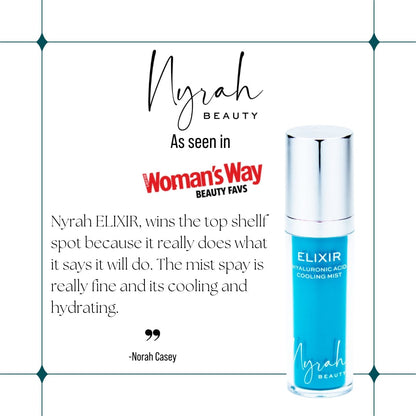NYRAH BEAUTY MEDIA MENTIONS ELIXIR MIST IMAGE WITH TEXT FROM WOMENS WAY