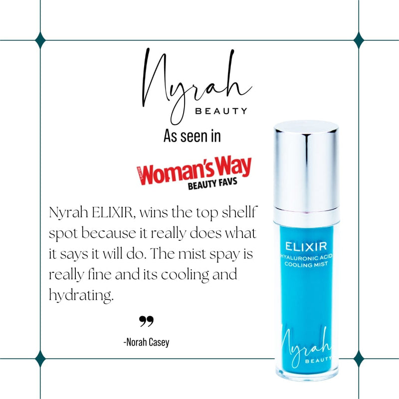 NYRAH BEAUTY MEDIA MENTIONS ELIXIR MIST IMAGE WITH TEXT FROM WOMENS WAY